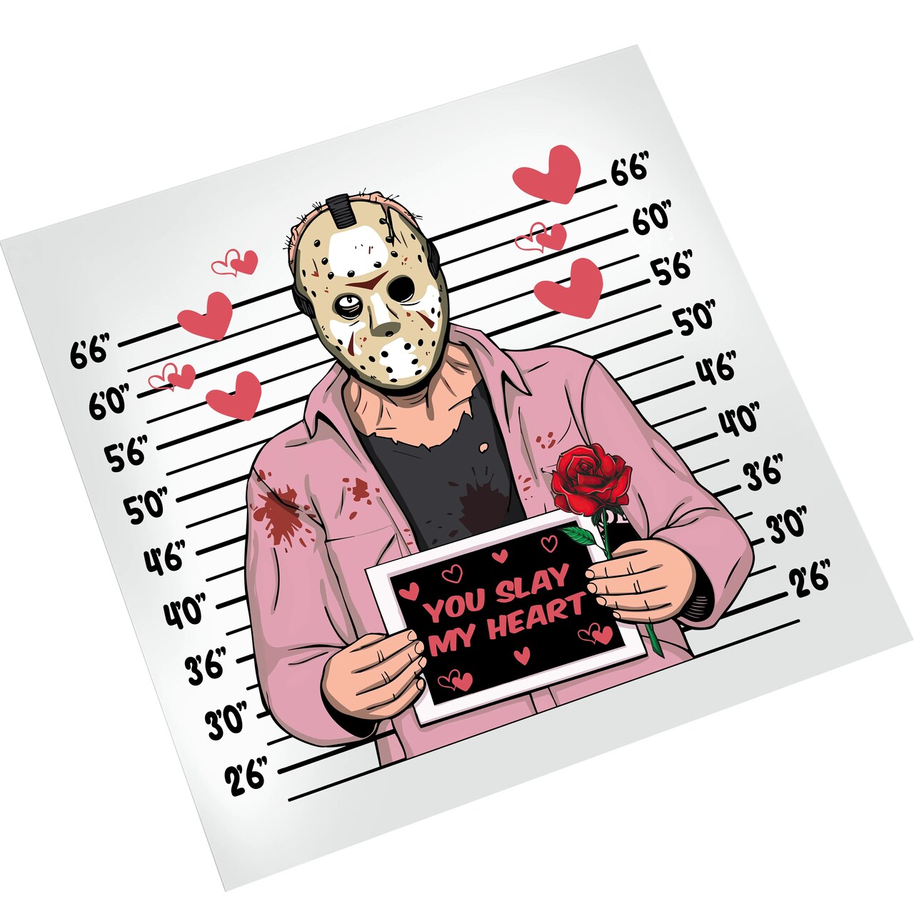 Valentine DTF Transfer - Horror Mugshot Romance Ready To Press